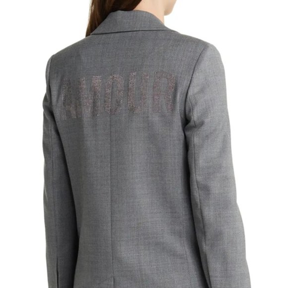 NWT $578 Zadig & Voltaire Viva Amour Strass  Blazer Jacket in Grey Size 36, 38 - Picture 3 of 6